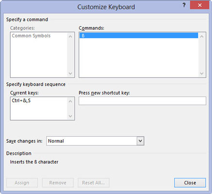 Priraďte klávesovú skratku k symbolu v programe Word 2013
