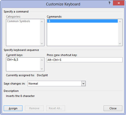 Dodijelite tipku prečaca za simbol u Wordu 2013