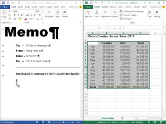 Kā iegult un saistīt datus no Excel 2013 programmā Word 2013