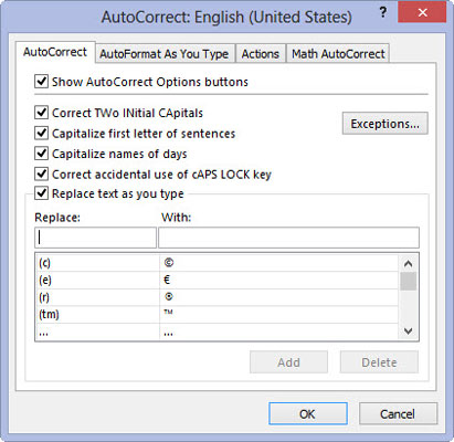 Kuidas kohandada Excel 2013 automaatset parandamist