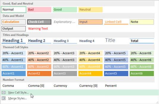 Kā izveidot pielāgotu šūnu stilu programmā Excel 2013