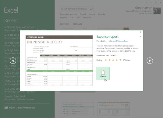 Kuinka ladata laskentataulukkomalli Excel 2013:ssa