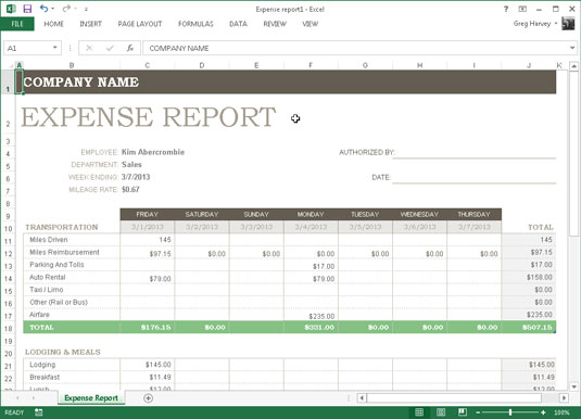 Kuinka ladata laskentataulukkomalli Excel 2013:ssa