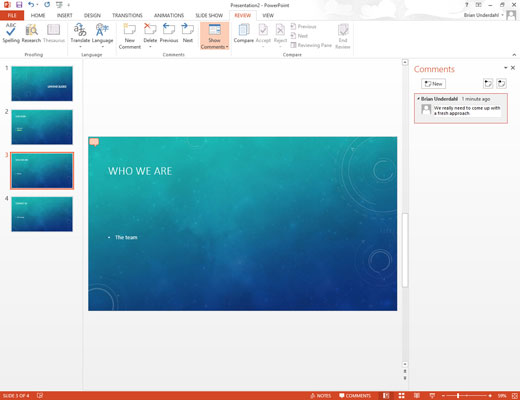 Kuinka lisätä kommentteja PowerPoint 2013 -esityksiin