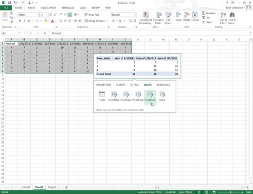 Ako používať nástroj na rýchlu analýzu Excel 2013