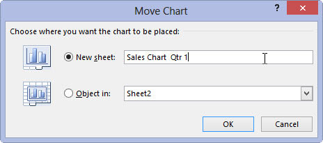 Kaip perkelti suvestinės diagramas į atskirus lapus programoje „Excel 2013“.