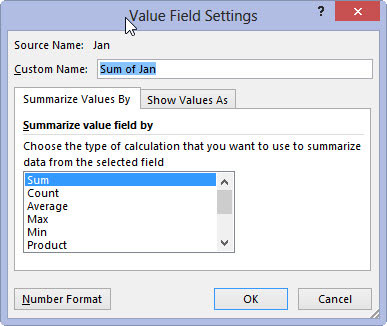 Hvordan formatere verdier i pivottabellen i Excel 2013