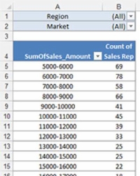 Lag et histogram med en pivottabell for Excel-dashbord