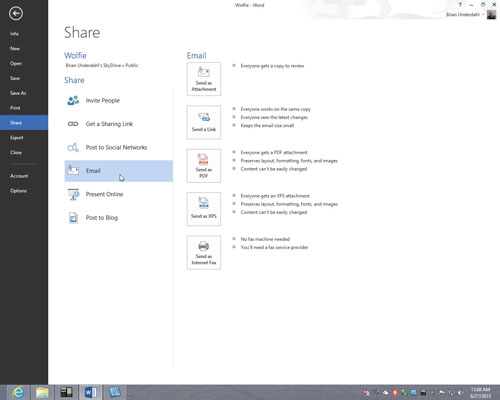 Slik deler du Office 2013-filer og -mapper