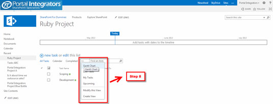 Kuidas luua ülesannete loendeid Gantti diagrammivaatega rakenduses SharePoint 2013