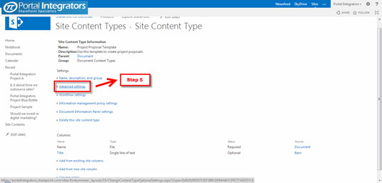 Dodajte besedno predlogo kot vrsto vsebine v SharePoint 2013