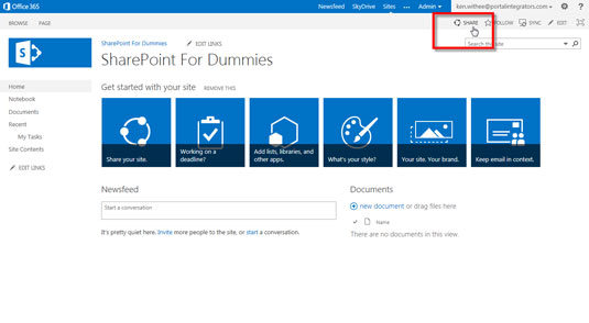 Slik legger du til en bruker på et nettsted i SharePoint 2013