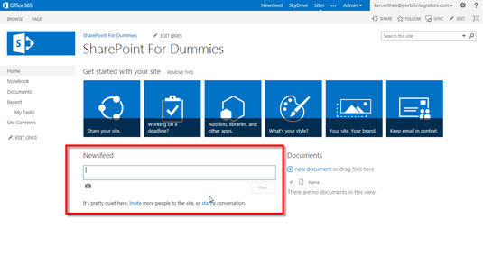 Mikroblogin kirjoittaminen SharePoint 2013:ssa