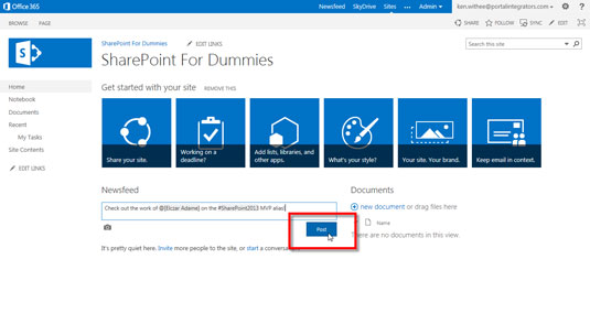 Hvordan mikroblogg i SharePoint 2013