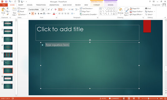 Як вставити рівняння в PowerPoint 2013