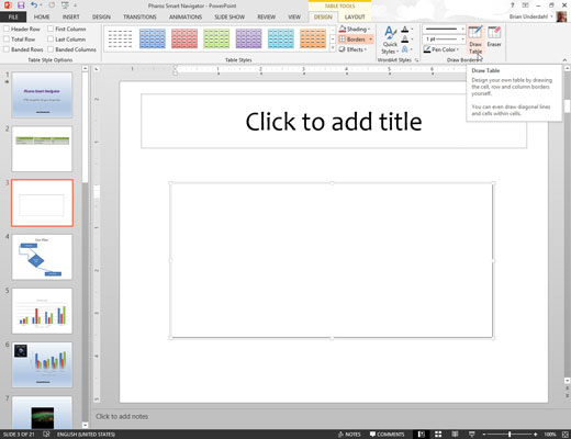 Як використовувати команду Draw Table в PowerPoint 2013