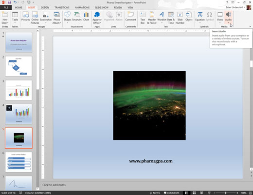 Slik setter du inn et lydlydobjekt i et PowerPoint 2013-lysbilde