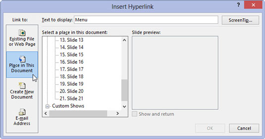 Si të shtoni një hiperlidhje në një rrëshqitje tjetër të PowerPoint 2013