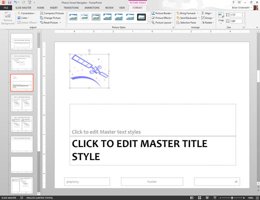 Kaip modifikuoti pagrindinę skaidrę programoje „PowerPoint 2013“.