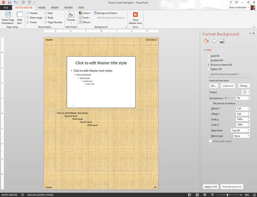 Com canviar el mestre de notes de PowerPoint 2013