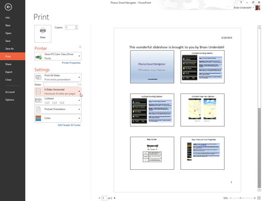 A PowerPoint 2013 Handout Master módosítása