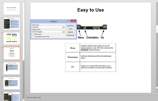 Szöveg cseréje a PowerPoint 2013-as prezentációban