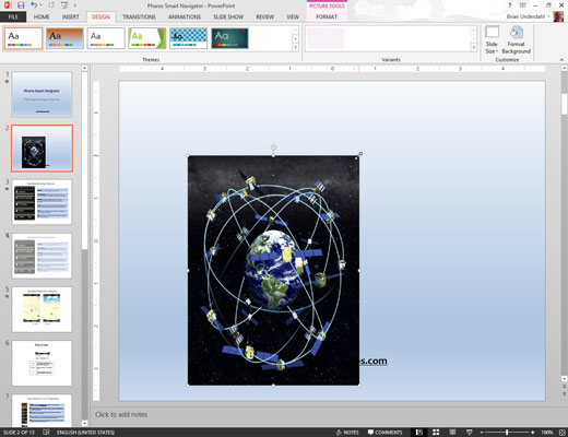 Piltide teisaldamine, suurus ja venitamine rakenduses PowerPoint 2013