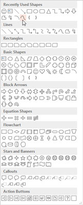 Hvernig á að teikna bogadregna línu eða form í PowerPoint 2013