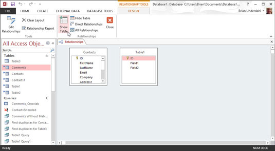 Si të vendosni marrëdhëniet e tabelës në Access 2013