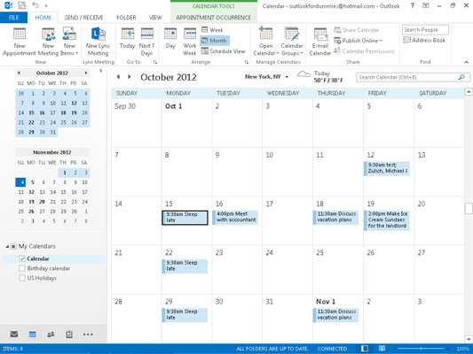 Obteniu una bona visió del vostre calendari d'Outlook 2013