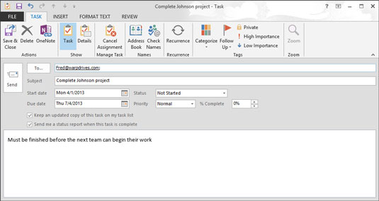 Com assignar tasques a Outlook 2013