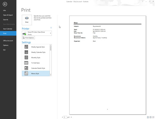 Kako ispisati termine za Outlook 2013