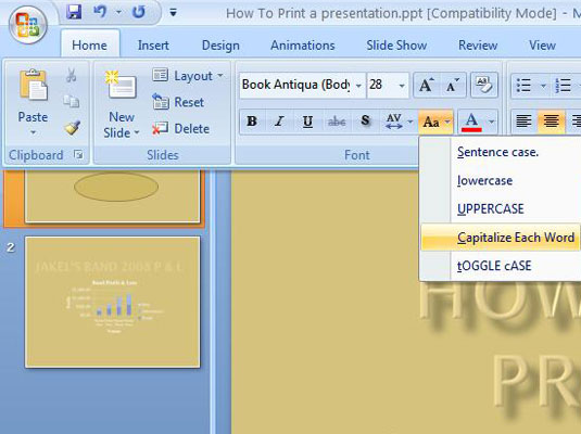 Πώς να διορθώσετε τη χρήση κεφαλαίων στο PowerPoint 2007