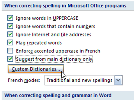 Как да създадете персонализиран речник на Word 2007