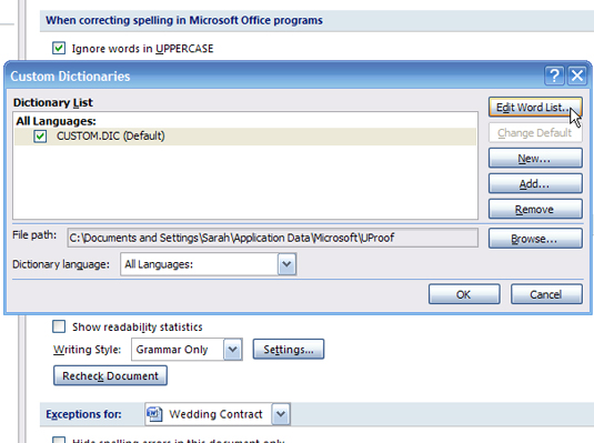 Com crear un diccionari personalitzat de Word 2007