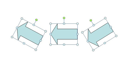 Joonistusobjektide pööramine rakenduses PowerPoint 2007