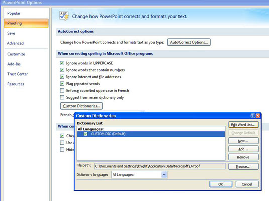Πώς να προσθέσετε λέξεις στο λεξικό στο PowerPoint 2007