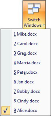 Jak přepínat mezi dokumenty v aplikaci Word 2007