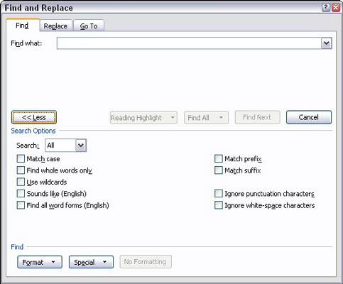 Si të përdorni komandën Super Find në Word 2007