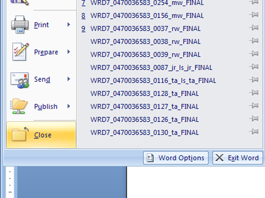 Πώς να κλείσετε ή να ελαχιστοποιήσετε το Word 2007
