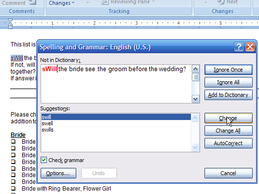 Com executar una verificació ortogràfica a Word 2007