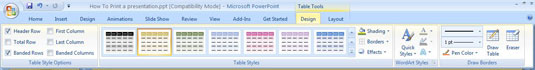 Käytä tyyliä taulukkoon PowerPoint 2007:ssä