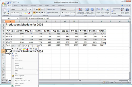 Darbs ar Excel 2007 mini rīkjoslu