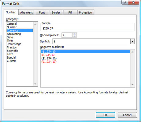 Numeroiden näyttäminen Excel 2007:ssä valuuttana