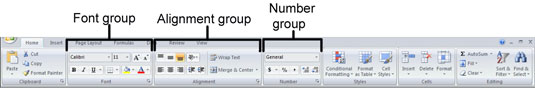 Finne formateringsverktøylinjeknappekvivalenter i Excel 2007