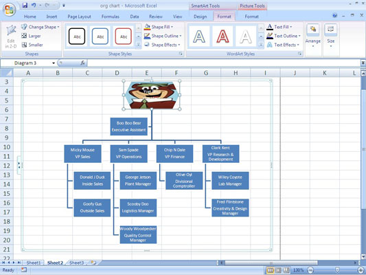 Excel 2007 SmartArt grafikas formatēšana