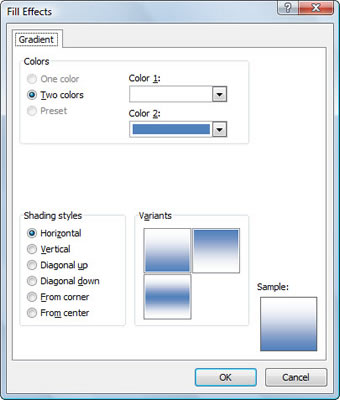 Täyttövärien, -kuvioiden ja liukuvärien käyttäminen soluihin Excel 2007:ssä