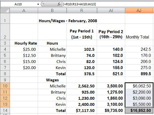 Com crear una fórmula de matriu a Excel 2007