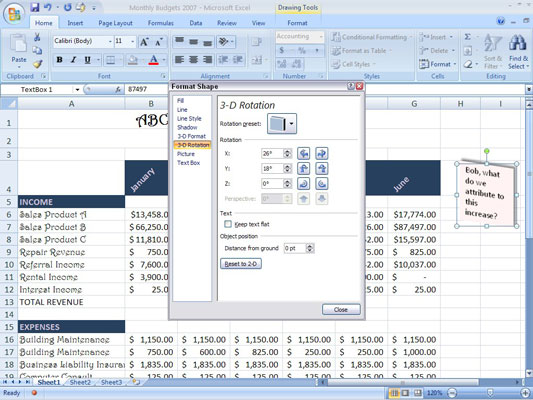 Sådan redigeres og formateres tekstbokse i Excel 2007