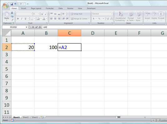 Kaip įvesti pagrindines formules „Excel 2007“.